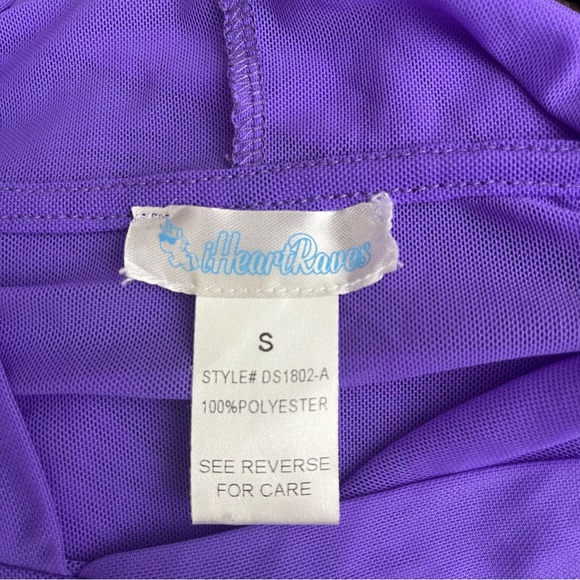 iHeartRaves Purple Sheer Mesh Cropped Hoodie Size Small - Picture 4 of 4